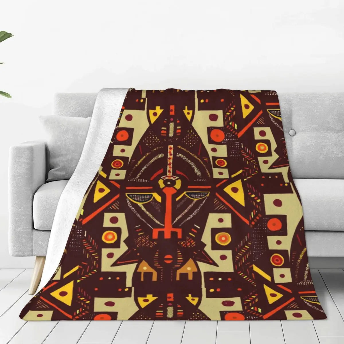 African Bogolan Mudcloth Throw Blanket — Cultural Warmth & Modern Elegance - Glow by Hellen African and Boho Jewelry African Home Decor Cultural Accessories